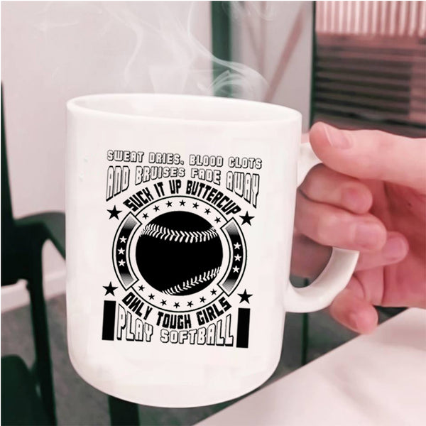 Awesome Girls Coffee Mug, Only Touch Girls Play Softball Cup