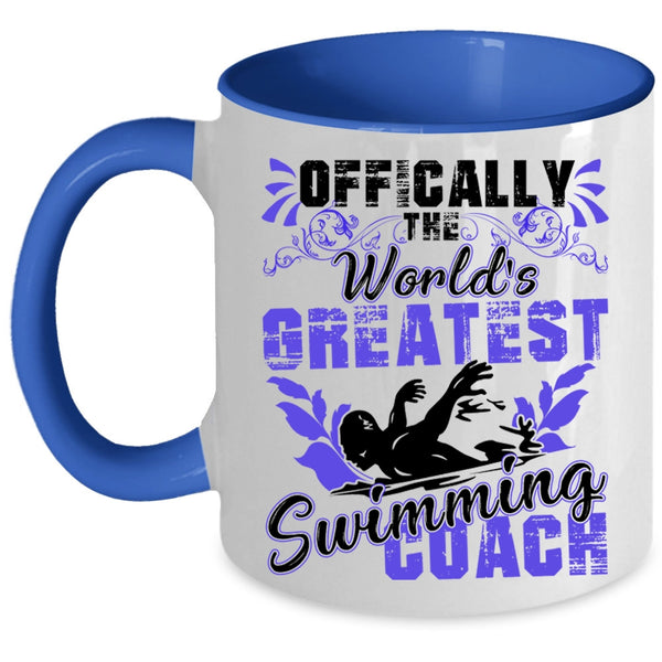 Cute Swimming Coach Coffee Mug, The World's Greatest Swimming Coach Accent Mug