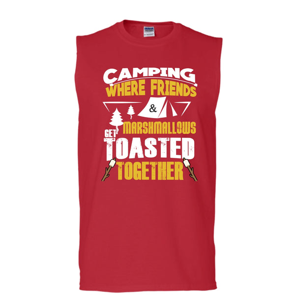 Camping T Shirt, where Friends Marshmalows Tank Top (Men's Cotton Sleeveless)