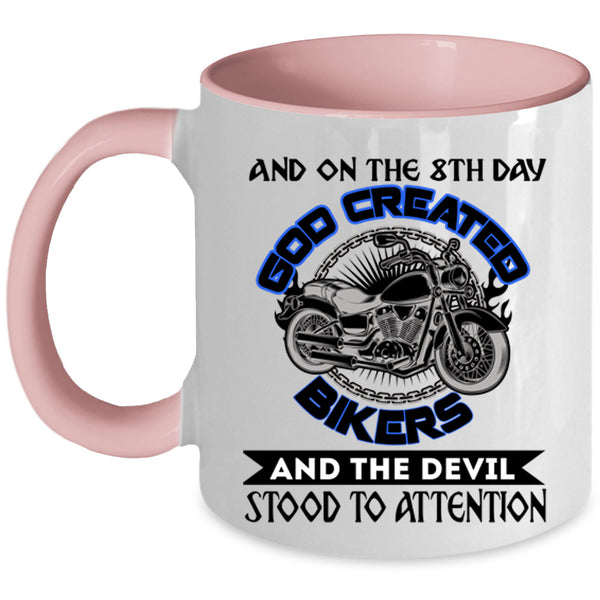 Cool Biker Coffee Mug, On The 8th day God Created Bikers Accent Mug