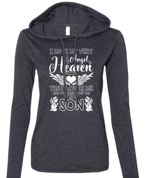 He Is My Son T Shirt, Angel In Heaven T Shirt (Anvil Ladies Ringspun Hooded)