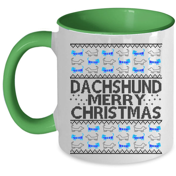 Merry Christmas Coffee Mug, Dachshund Accent Mug