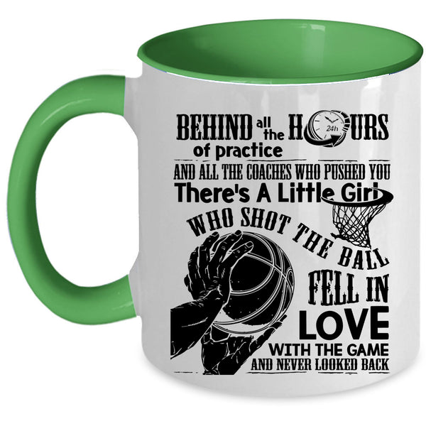 Cool Basketball Coffee Mug, Little Girl Shot The Ball Fell In Love Accent Mug