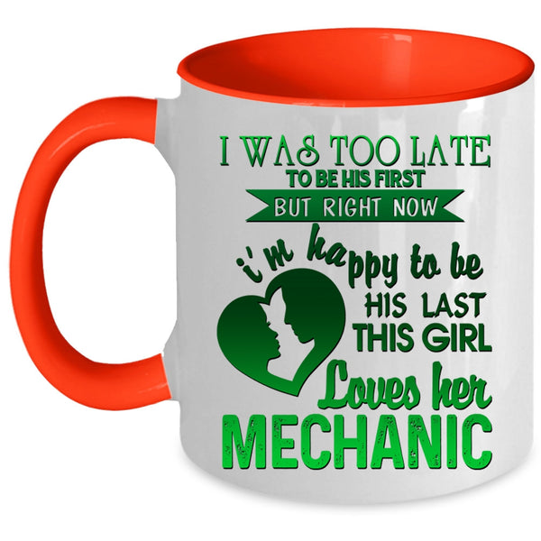 Cute Mechanic's Girlfriend Coffee Mug, This Girl Loves Her Mechanic Accent Mug