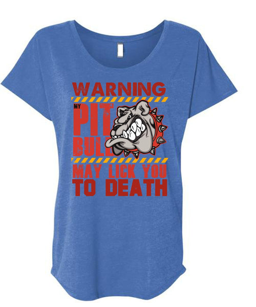 Warning My Pit Bull T Shirt, I Love Pit Bull T Shirt, Cool Shirt (Ladies' Triblend Dolman Sleeve)