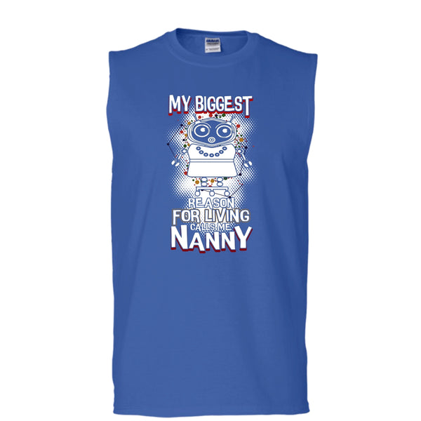 My Biggest Reason For Living T Shirt, Calls Me Nanny T Shirt, Cool T Shirt (Men's Cotton Sleeveless)