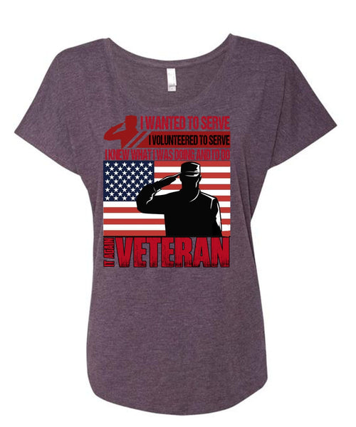 It Again Veteran T Shirt, I Wanted To Serve T Shirt, Cool Shirt (Ladies' Triblend Dolman Sleeve)