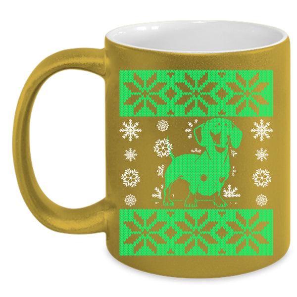 Cute Dachshund Coffee Mug, Ugly Christmas Coffee Cup