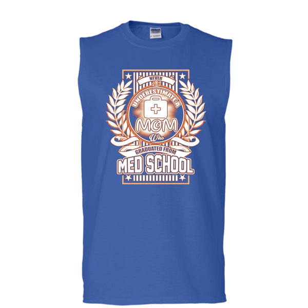 Neve Underestimate A Mom T Shirt, Graduated From Med School Tank Top (Men's Cotton Sleeveless)