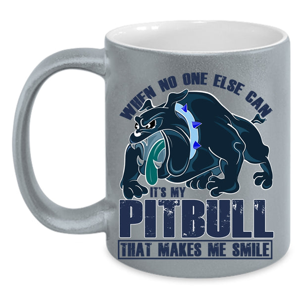Cute Pitbull Owner Coffee Mug, My Pitbull Makes Me Smile Accent Mug