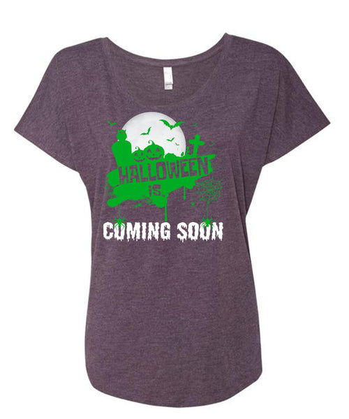 Halloween Is Coming Soon T Shirt, I Love You Pumpkin T Shirt, Cool Shirt (Ladies' Triblend Dolman Sleeve)