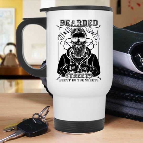 Cool Gift For Bearded Men Travel Mug, Bearded In The Streets Mug
