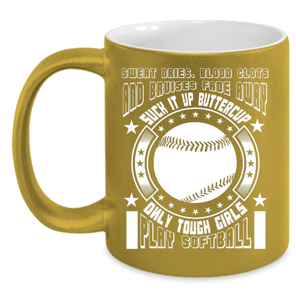 Only Touch Girls Play Softball Coffee Mug, Awesome Girls Coffee Cup