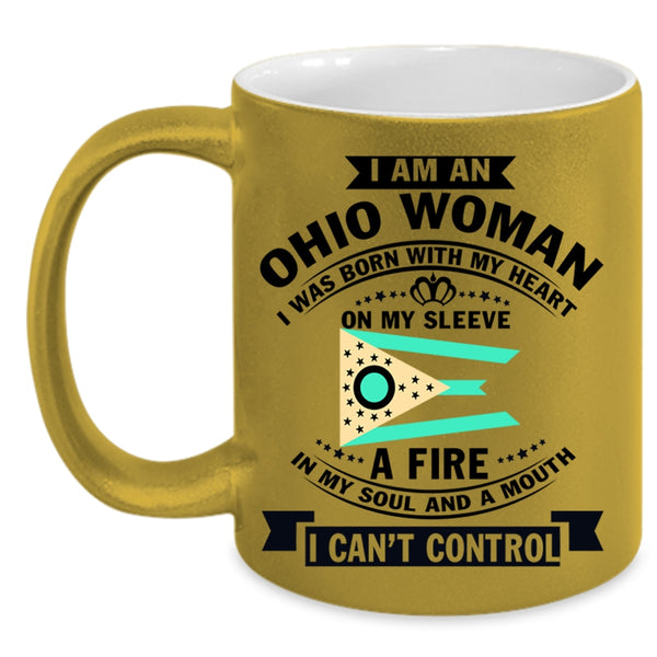 Ohio Flag Coffee Mug, I Am An Ohio Woman Accent Mug