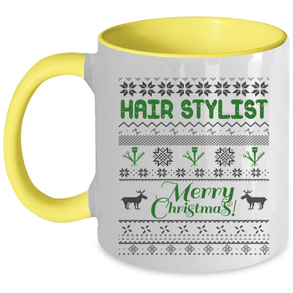 Merry Christmas Coffee Mug, Hair Stylist Accent Mug