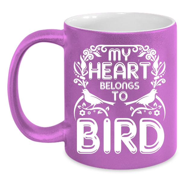 My Heart Belongs To Bird Coffee Mug, Cute Birds Coffee Cup