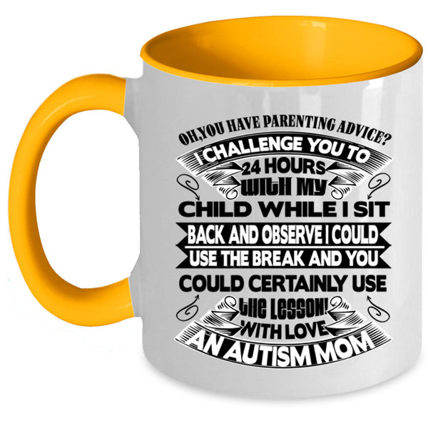 Awesome Mom Coffee Mug, With Love An Autism Mom Accent Mug