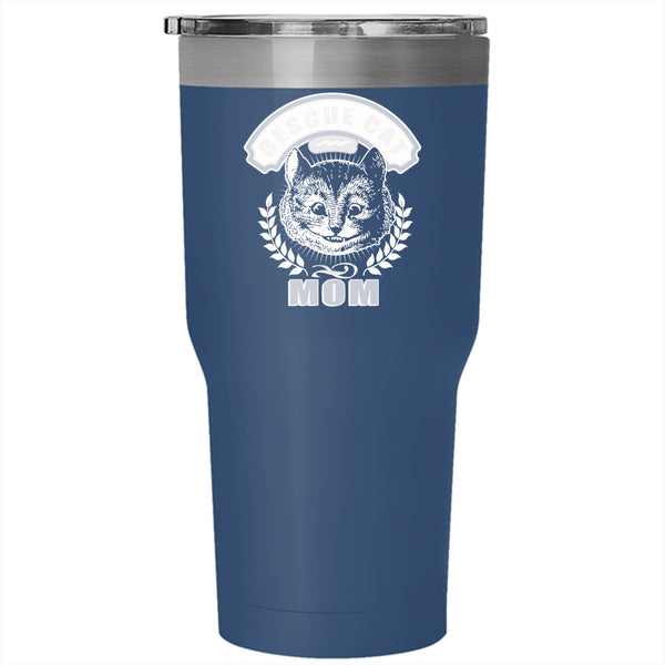 Rescue Cat Mom Tumbler 30 oz Stainless Steel, Cool Gift For Mom Travel Mug
