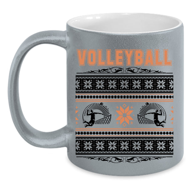 Christmas Family Holiday  Coffee Mug, Volleyball Accent Mug
