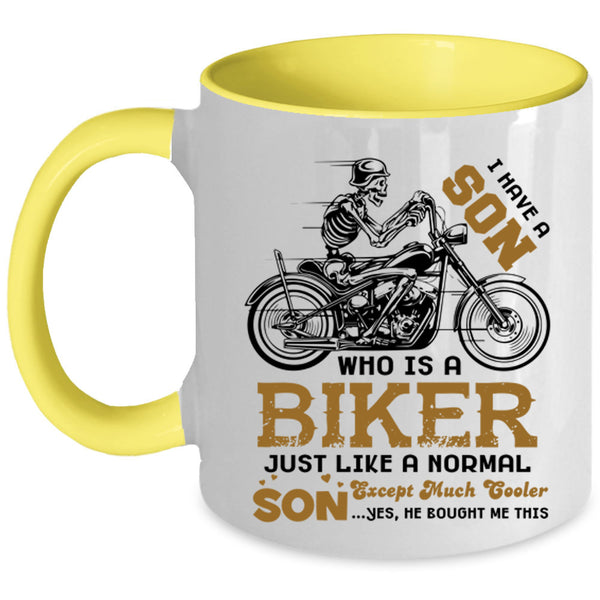 Best Gift For My Son Coffee Mug, My Son Is A Biker Accent Mug