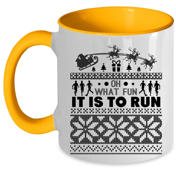 Cool Running Coffee Mug, Oh What Fun It Is To Run Accent Mug