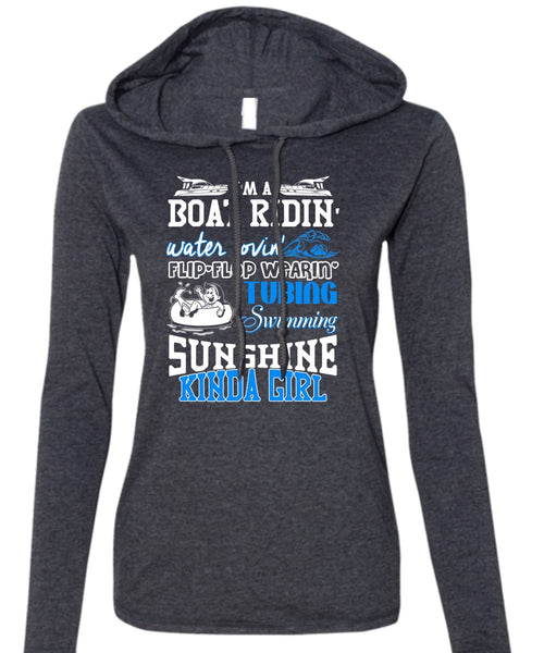 Swimming Sunshine Kinda Girl T Shirt, Being A Swimmer T Shirt (Anvil Ladies Ringspun Hooded)