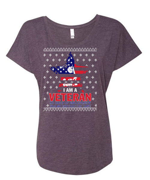 I Am A Veteran T Shirt, This Girl Loves Christmas T Shirt, Cool Shirt (Ladies' Triblend Dolman Sleeve)