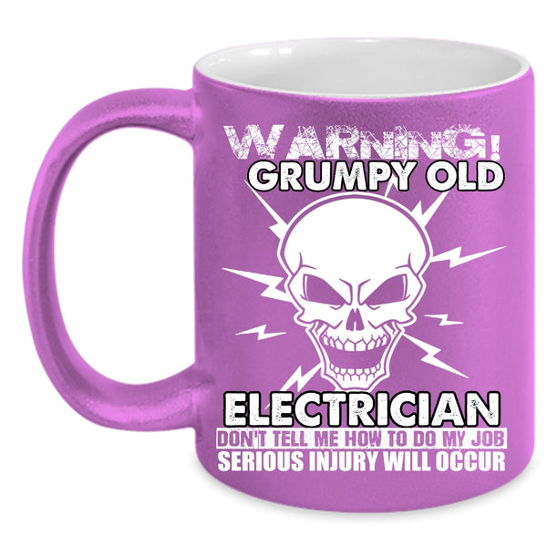 Grumpy Old Electrician Coffee Mug, Funny Gift For Grandfather Coffee Cup