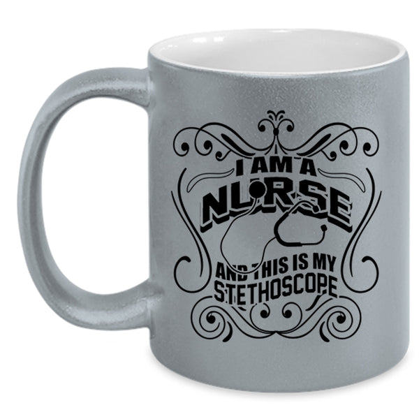 This Is My Stethoscope Coffee Mug, I Am A Nurse Accent Mug