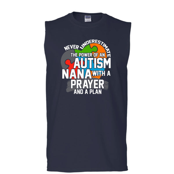 Never Underestimate T Shirt, The Power Of An Autism Nana Tank Top (Men's Cotton Sleeveless)