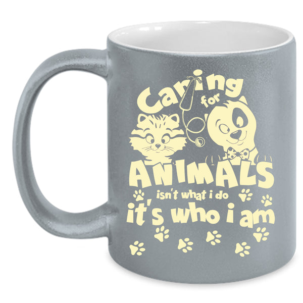 Caring For Animals Coffee Mug, Cute Gift For Vet Tech Coffee Cup