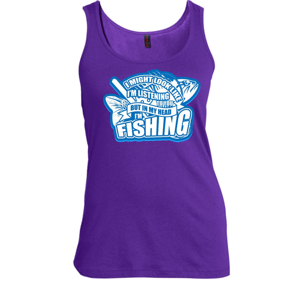 In My Head I'm Fishing T Shirt, I Love Fishing Tank Top