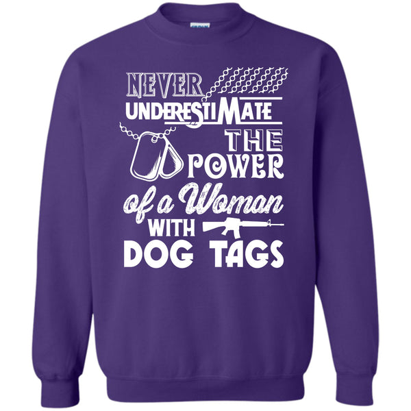 Coolest Veteran Mom T Shirt, The Power Of A Woman With A Dog Tag Sweatshirt