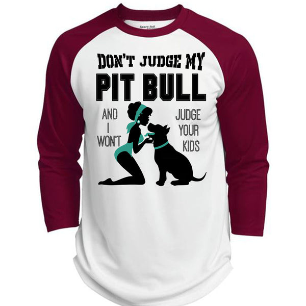 Don't Judge My Pit Bull T Shirt, I Love My Dog T Shirt, Awesome T-Shirts  (Polyester Game Baseball Jersey)