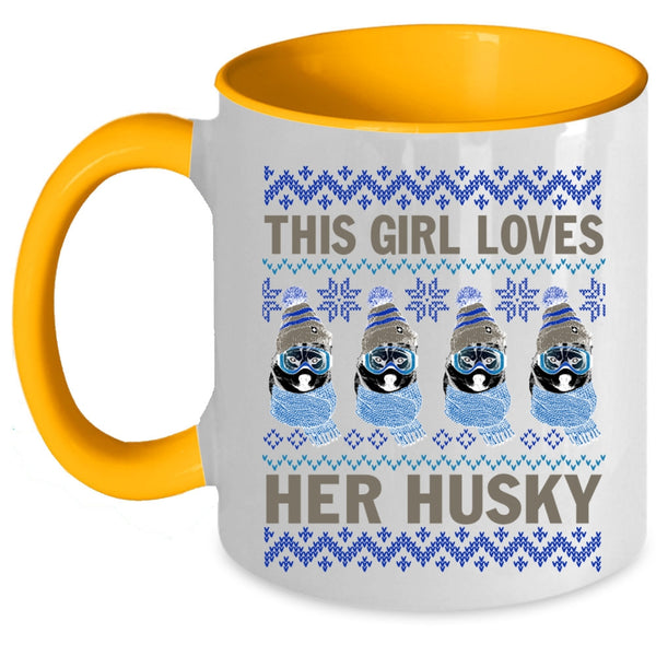 Cute Husky Lover Coffee Mug, This Girl Loves Her Husky Accent Mug