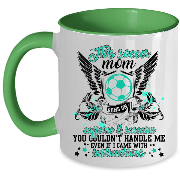 Cute Mom Coffee Mug, This Soccer Mom Runs On Caffeine Accent Mug