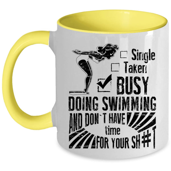 Busy Doing Swimming Coffee Mug, Relationship Status Accent Mug