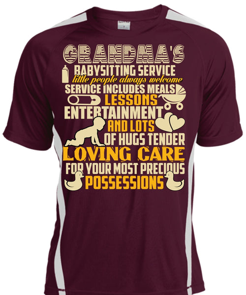 Grandma's Babysitting Service T Shirt, Loving Care T Shirt, Cool Shirt
