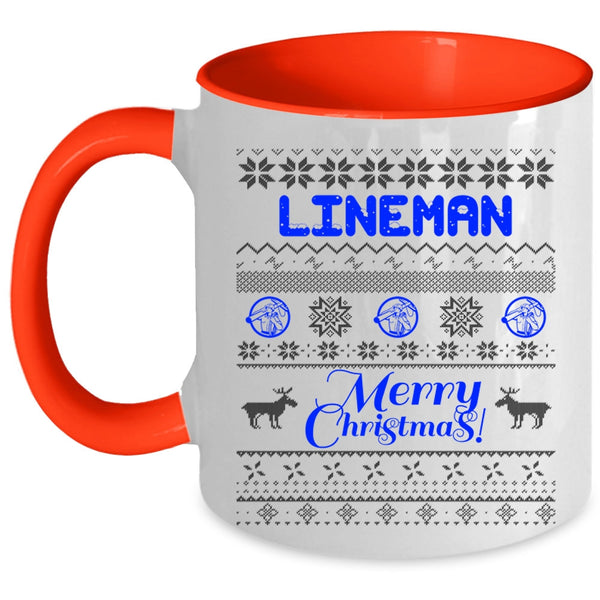 Merry Christmas Gift For Lineman Coffee Mug, Lineman Accent Mug