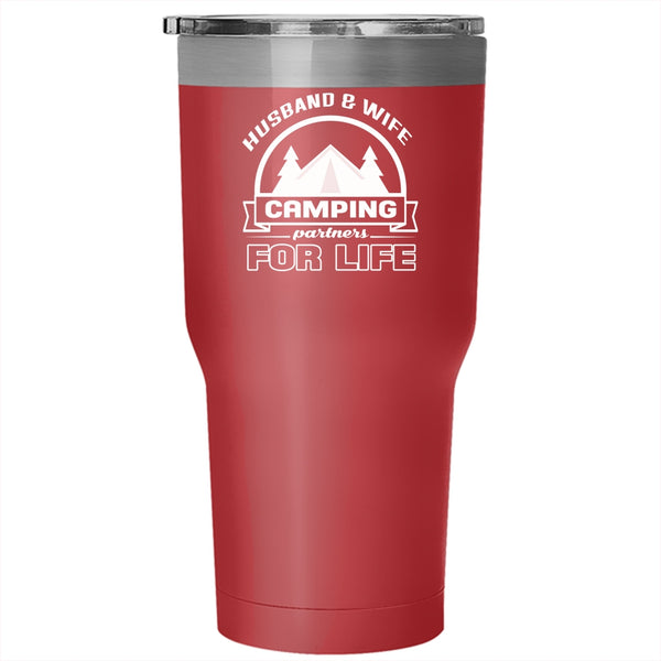 Husband And Wife Camping Partners For Life Tumbler, Wedding Cup