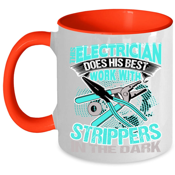 Cool Electricians Coffee Mug, This Electrician Does His Best Work Accent Mug