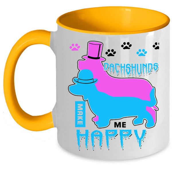 Gift For Dog Lover Coffee Mug, Dachshunds Make Me Happy Accent Mug