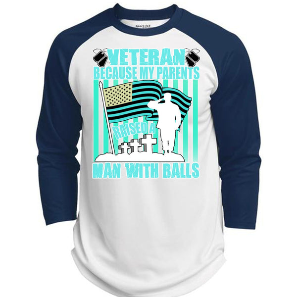 My Parents Raised A Man With Balls T Shirt, I Love Veteran T Shirt, Awesome T-Shirts  (Polyester Game Baseball Jersey)
