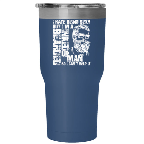 I'm A Bearded Inked Up Man Tumbler 30 oz Stainless Steel, Cool Gift For My Husband Travel Mug