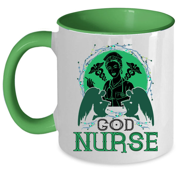 Cute Gift For Nurses Coffee Mug, God Nurse Accent Mug