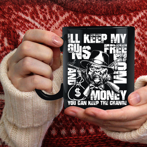 My Guns Freedom And Money Coffee Mug, Cool Gift For Gunner Coffee Cup