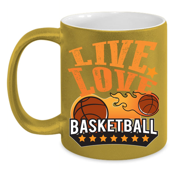 Live Love Basketball Coffee Mug, Cute Basketball Player Coffee Cup