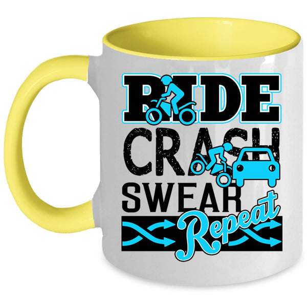 Cool Riding Coffee Mug, Ride Crash Swear Repeat Accent Mug