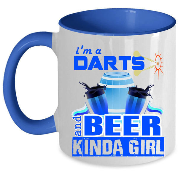 Awesome Girls Coffee Mug, I'm A Darts And Beer Kinda Girl Accent Mug