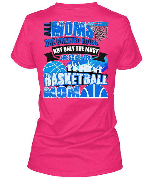 All Moms Are Created Equal T Shirt, Basketball Mom T Shirt, Cool Shirt (Ladies LS Heather V-Neck)